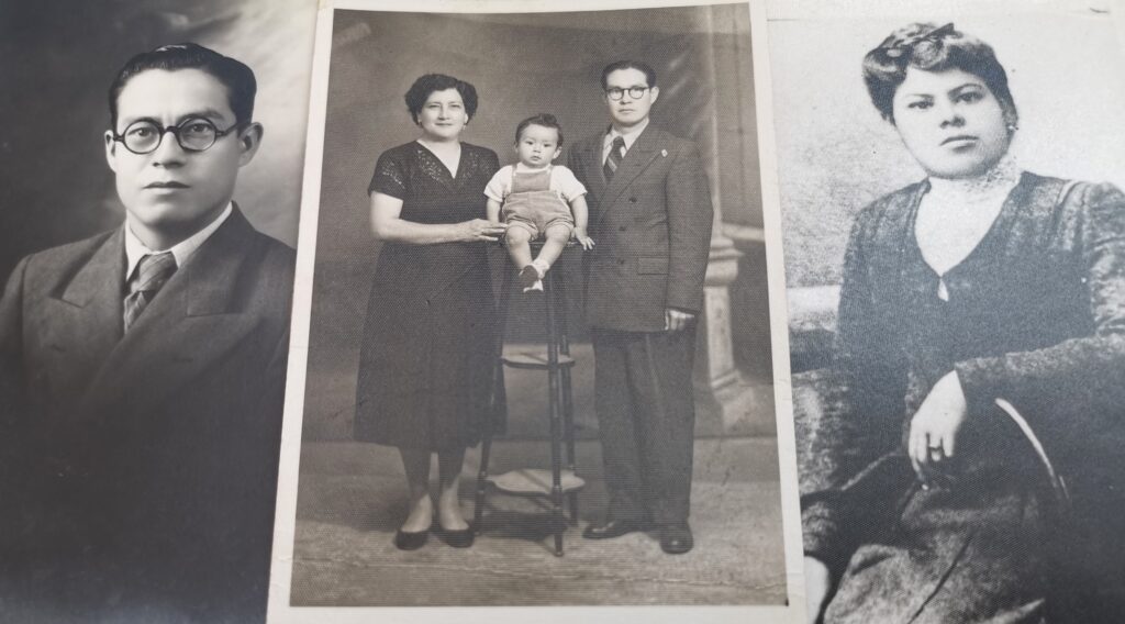 Familjebilder på Tian Shui Manuel Rodriguez: farmor och far (Hua'er Dai/kinesisk mestis) samt Tian Shui som barn med sina föräldrar. Bevis på asiatiskt arv och kulturell bakgrund